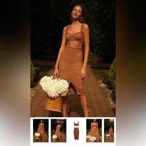 Eliana midi set Alamour the label 2 piece set in brown size small